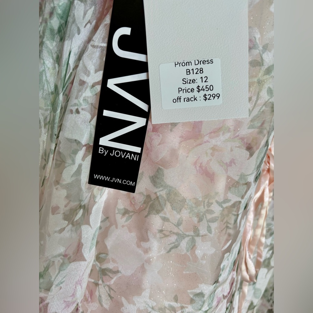 NWT Jovani Light Pink Floral A Line 37531 Gown 12 - Picture 12 of 13